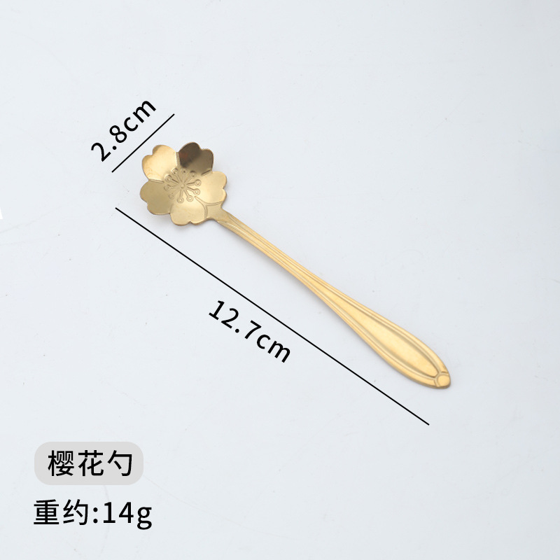 Cuchara de acero inoxidable Oro creativo Rose flor de cerezo cuchara agitación taza postre cuchara de café Nido de pájaro cuchara de miel