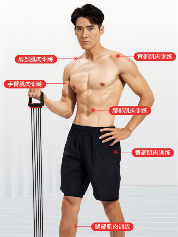 男性のフィットネスの八の字の張力帯は胸の筋肉の腕の力を練習します。|undefined