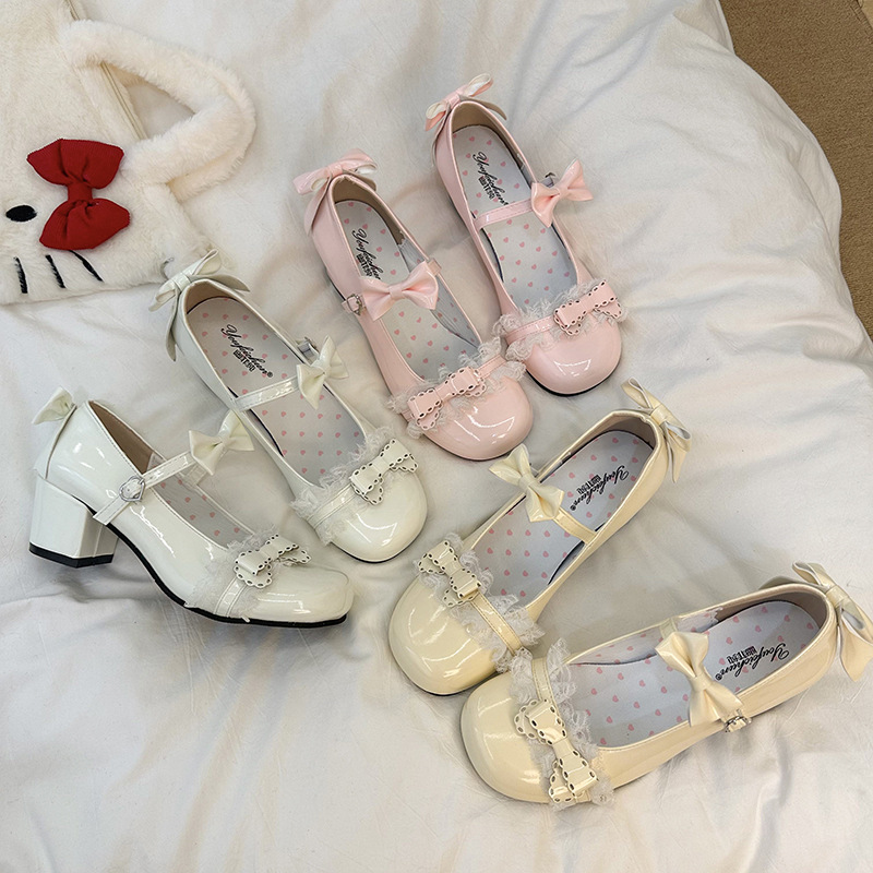 Cute Bow-Knot Mary Jane Shoes for Women 2026 Summer New Style with Chunky Heels to Match Skirts Japanese Lolita Small Leather Shoes Cute Bow-Knot Mary Jane Shoes for Women 2026 Summer New Style with Chunky Heels to Match Skirts Japanese Lolita Small Leather Shoes