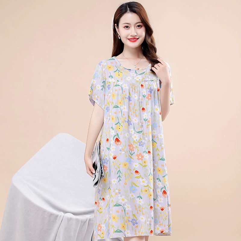 Autumn pijama, summer thin skirt, with short sleeve, plus size