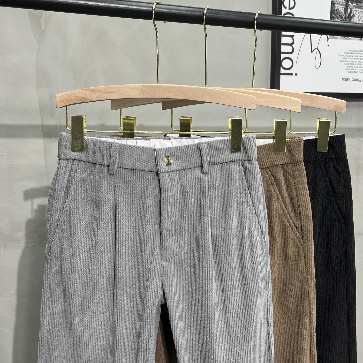 男韩系简约磨毛百搭修身舒适直筒裤秋冬男士时尚潮流纯色休闲西裤