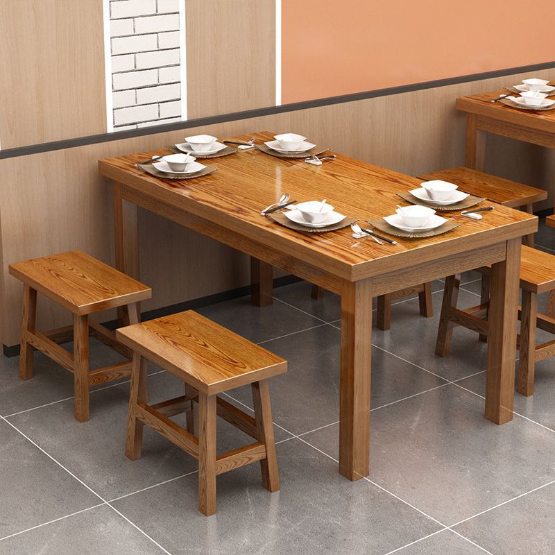 Solid Wood Commercial Dining Table and Chair Combination Barbecue Hot Pot Restaurant Noodle Shop Table and Chair Fast Food Canteen Dining Table Dining Table