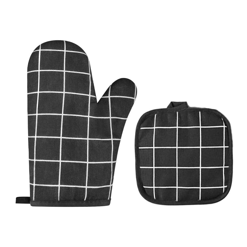 Guantes de cocción de algodón y lino guantes de microondas guantes de aislamiento térmico guantes de horno gruesos guantes resistentes a altas temperaturas guantes a prueba de quemaduras