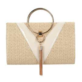 工厂批发2025年新款编织化妆袋复古晚宴包大容量女士化妆包手提袋