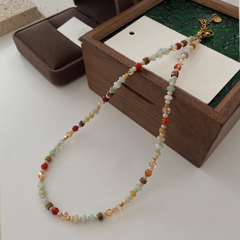 Piedra Natural perla Ábaco cuentas collar luz lujo moda personalidad clavícula cadena nicho todo fósforo collar al por mayor femenino