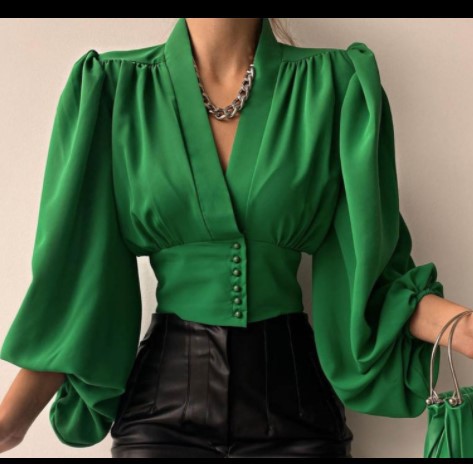V Neck Neckline Comfort Function Wholesale Women's Elegant Printing Solid Color Long Sleeve Blouses