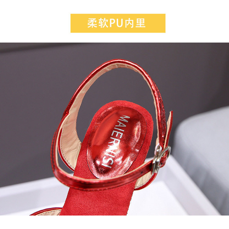 Giày sandal nữ gót nhọn 26 cm đế platform quai ngang — Màu bạc, Màu vàng, Màu đen, Màu đỏ chi tiết 8