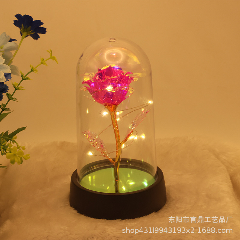 Adornos pequeños de rosas eternas, flores simuladas para regalo de cumpleaños o Navidad