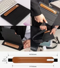 Anti-lost tablet touch pen case with long elastic band fixed pen clip, handwriting PU leather pen holder, touch screen pen bag
