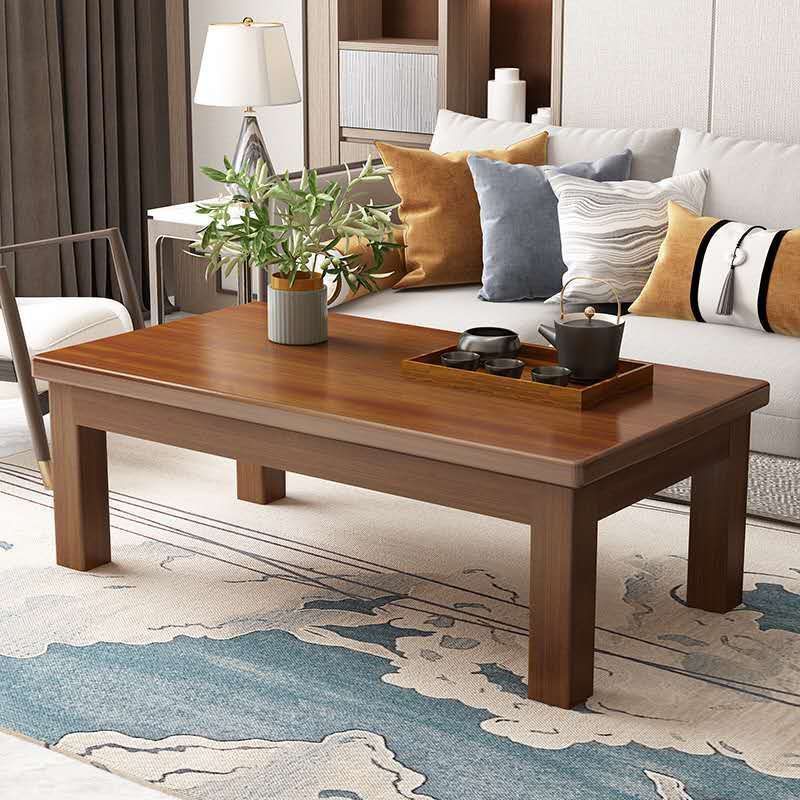 Mesa de té de madera maciza moderna simple tabla de almacenamiento rectangular tabla de té para el hogar sala de estar pequeña tabla de té de almacenamiento de doble capa