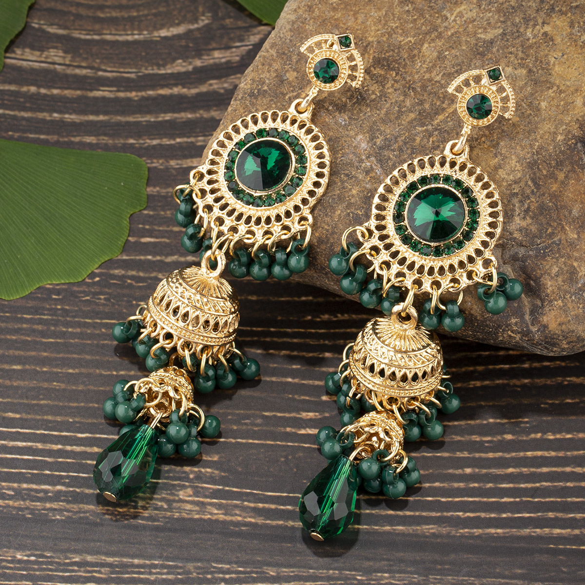 37g Weight Acrylic, Gem Inlay Material Drop Earrings Classification 1 Pair Quantity Daily, Street Occasion Alloy Material Round, Bell Pattern Women's Gender Pearl, Plating, Inlay Design Retro Style 1 Pair Retro Round Bell Pearl Plating Inlay Alloy Acrylic Gem Drop Earrings 2