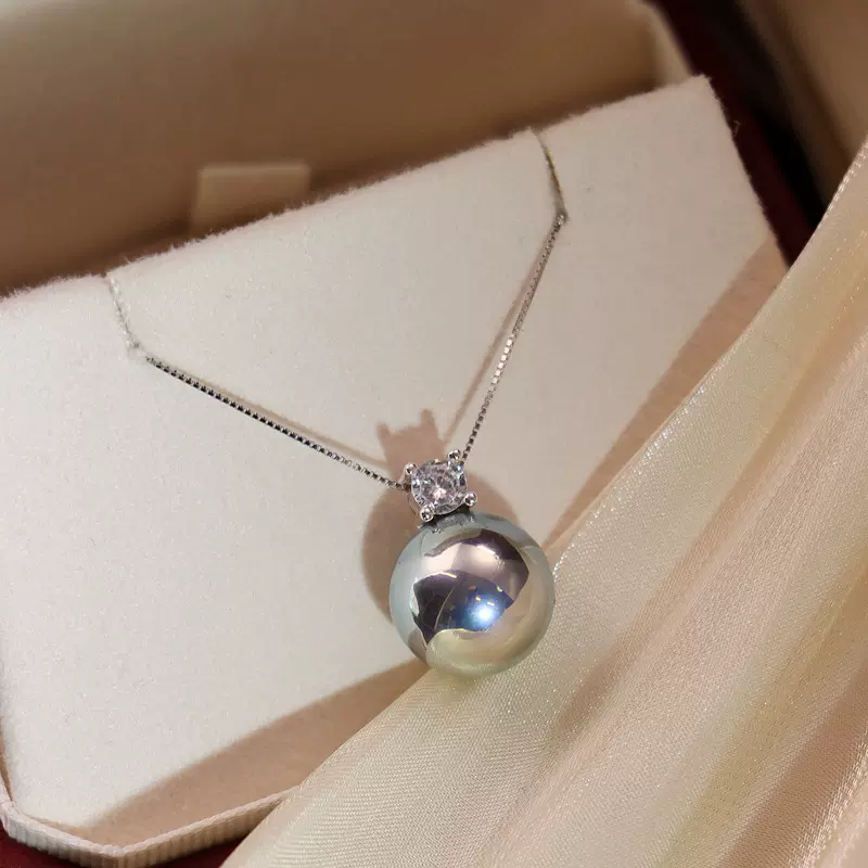 26新品戴妃清冷真多麻澳白珍珠项链纯银高级感配饰穿搭蛇骨链