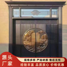 农村别墅大门自建房锌合金仿铸铝家用四开对开入户大门卡门仿铜门