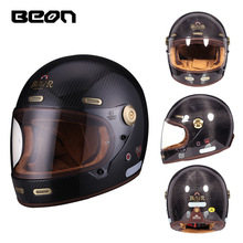 BEON摩托车头盔全盔复古盔碳纤维男女士机车四季通用哈雷巡航512