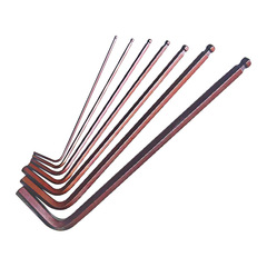 7-piece S2 Steel Ball-End Hex Wrench Set in Antique Bronze Finish—Hardened Ball End with Vanadium Alloy, L-Shaped Allen Key Kit