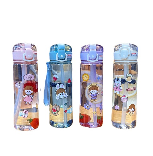 Pop-up water cup, cute, simple, large-capacity, office, good-looking, plastic straw cup, space cup, student tumbler