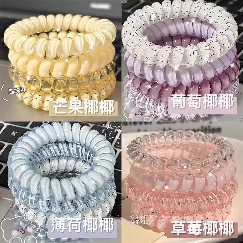 Strawberry Coconut Series Phone Cord Hair Tie Glossy Temperament Rubber Band Women's Headband High Elasticity Durable Seamless Hair Rope