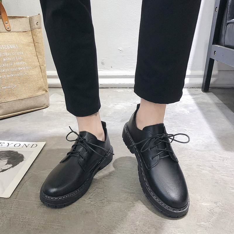 2024新款春季跨境男鞋韩版休闲英伦黑色小皮鞋商务正装上班工作鞋