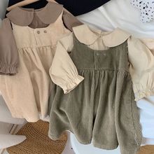 新款连衣裙柔软2女童娃娃裙宝贝秋冬时髦灯芯绒背心洋气女孩韩版