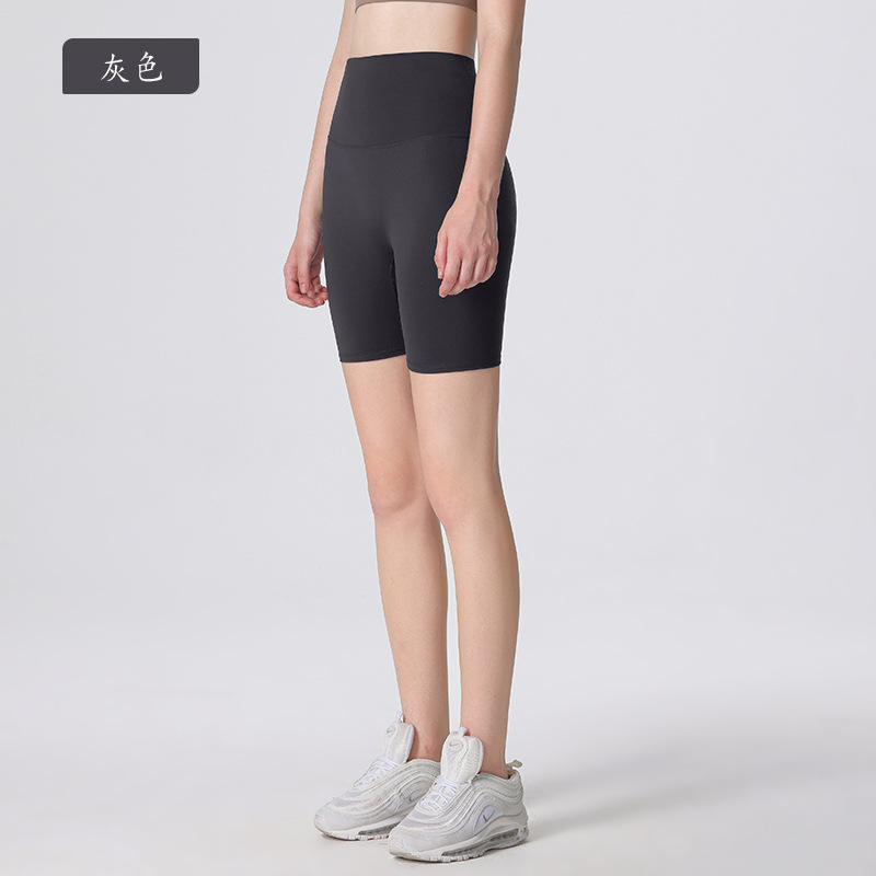 Nuevos deportes de Yoga de cintura alta desnuda sensación de no vergüenza línea de piel-friendly cadera levantamiento vientre contratación no caída de la aptitud de las mujeres de tres puntos cortos