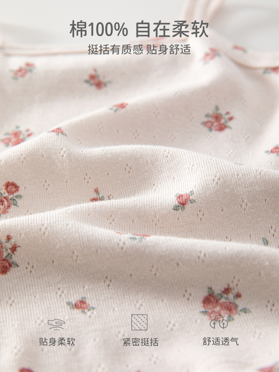 2026 verano primavera y verano niñas exquisita chaleco de cabina de algodón para bebés flores delgadas chaqueta delgada dulce ropa para el hogar