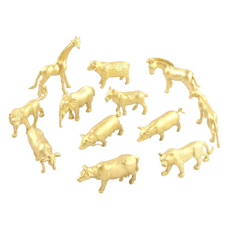 Mini Golden Zoo simulación jirafa León Fox gato múltiples bosque animal modelo decoración Juguetes
