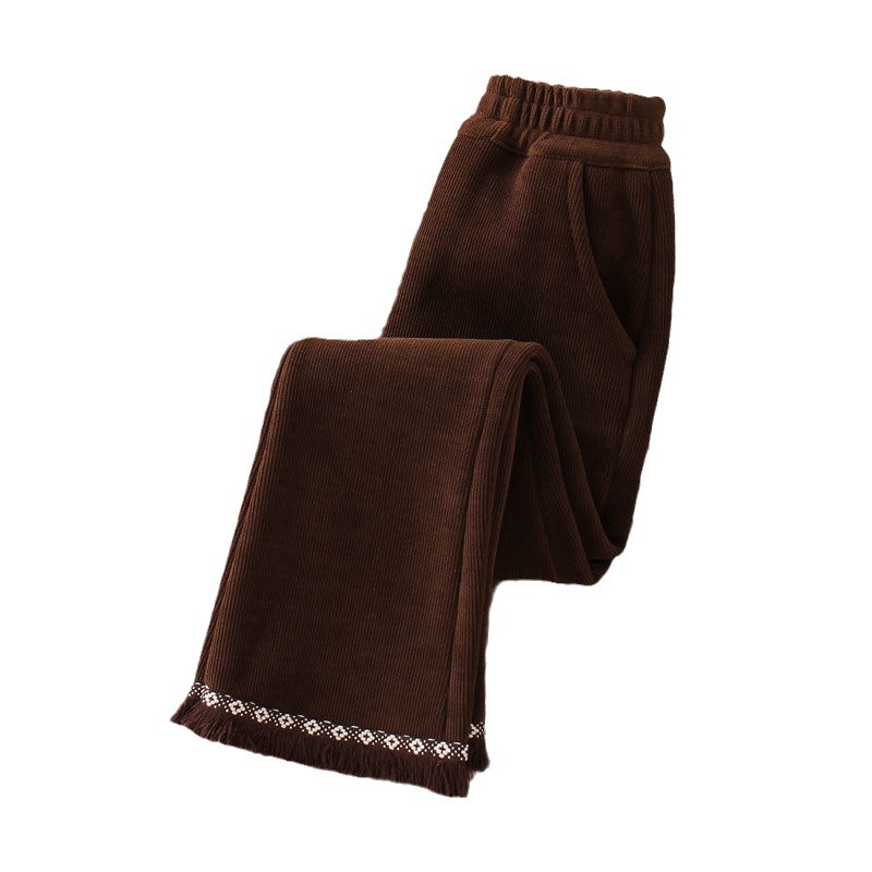 소녀 바지 겨울 기모 두꺼운 따뜻한 인터넷 빨간색과 검은 색 다크 브라운 서양식 겨울 한 조각 양털 바지 중 큰 어린이 용 바지