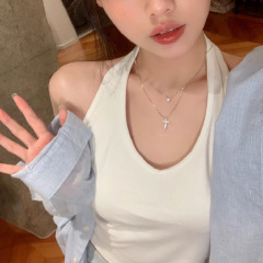 BM同タイプのフラッシュドリルのクロスネックレスのアクセサリーの女性は鼻糞をかぶって鎖の鎖の軽い豪華な大衆の風のチェーンのアクセサリーをかぶせます。