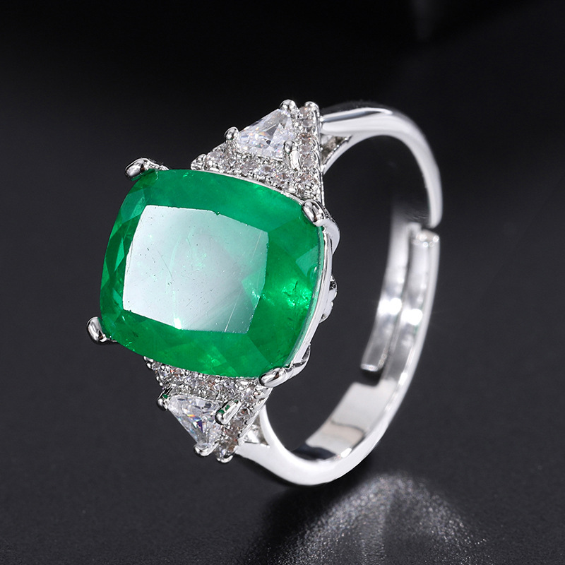 Luxurious Geometric Copper Plating Zircon Open Ring