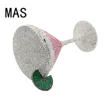 跨境新款高脚杯镶钻晚宴包跨境现货7色欧美宴会镶钻晚宴包