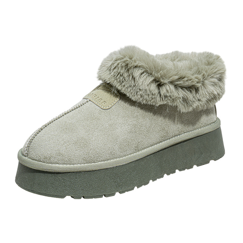 Huili nuevo invierno botas de nieve de peluche de tubo corto, cómodas zapatos de algodón con base de muffin, zapatos casuales de moda de suela gruesa para mujeres