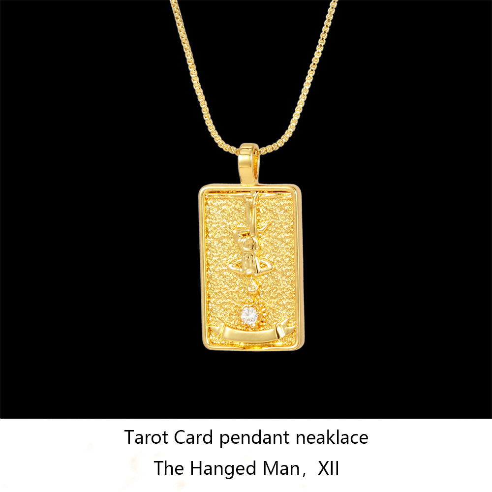 Nuevo nórdico Salomón tarot collar ins moda punk estilo hip hop hombres y mujeres collar con diamante cuadrado collar