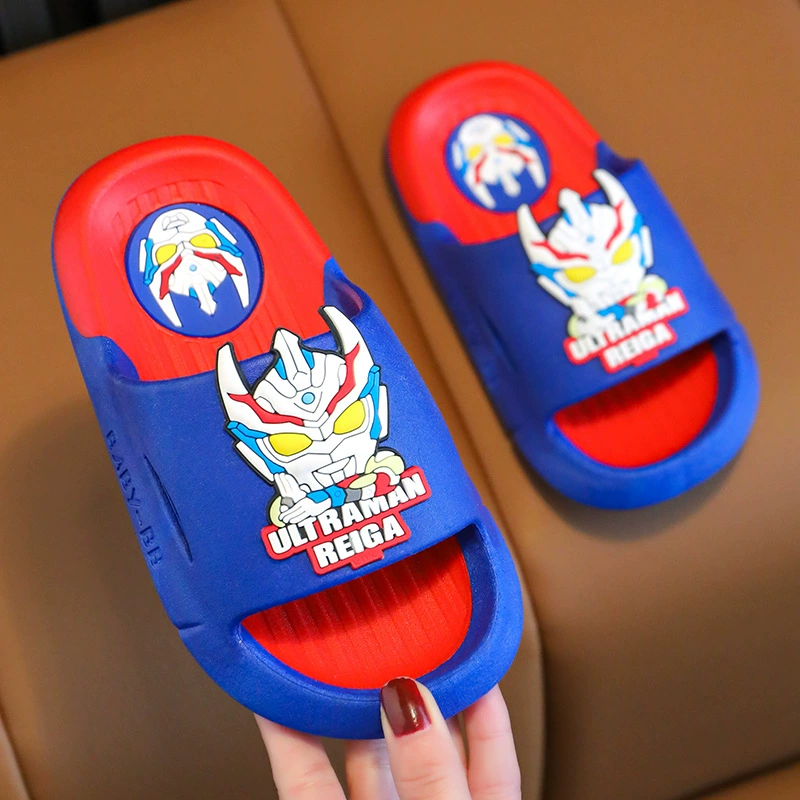Детские тапочки летние для мальчиков и девочек Ultraman Lingjia с мультяшным нескользящим мягким дном От 1 до 12 лет домашние тапочки для дома и улицы