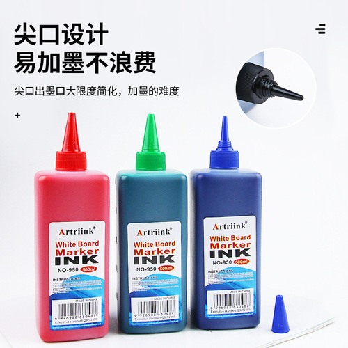 500ML whiteboard pen ink refill liquid water-based erasable large capacity red blue black green 4 colors environmentally friendly filling liquid wholesale