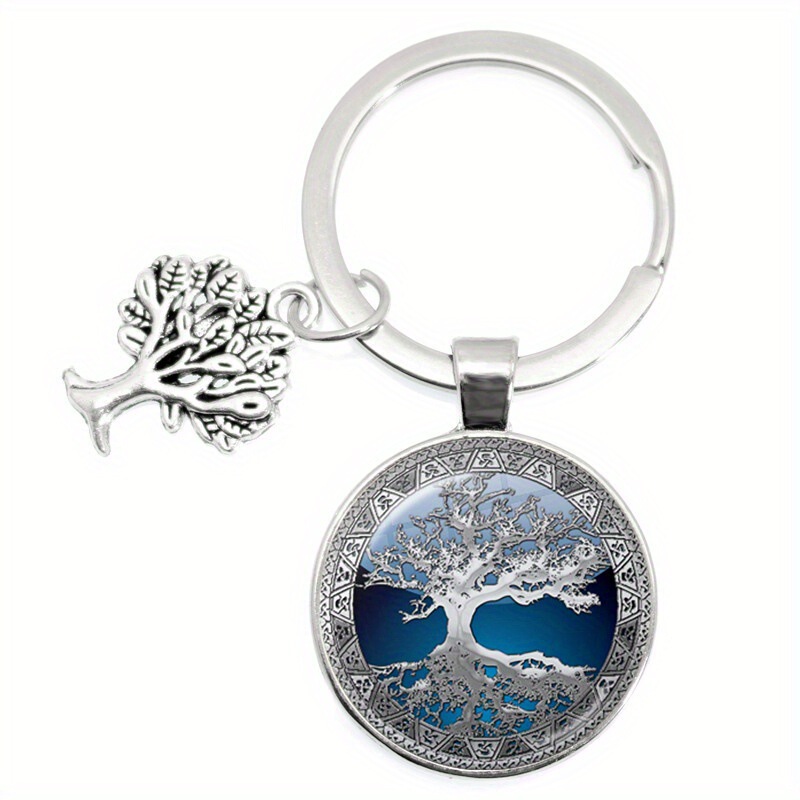 European and American Cross-Border Hot Selling Tree of Life Time Gemstone Keychain Tree of Life Mandala Pendant