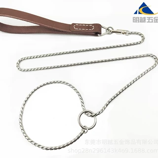 不锈钢316狗狗牵引绳一体牵引绳带狗链宠物用品一体p链脖圈项圈