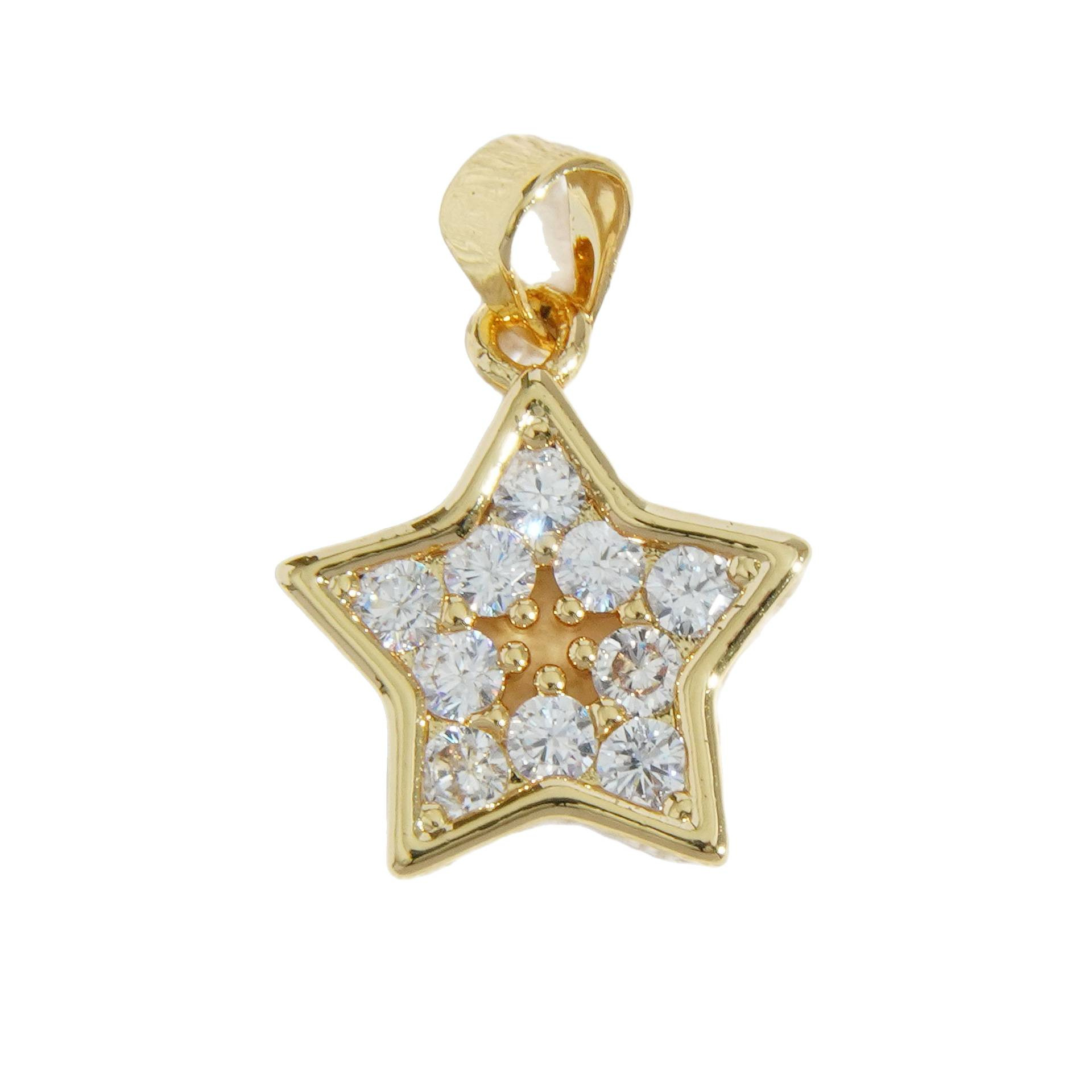 18K oro micro-cristalino accesorios de piedra estrella luna mariposa flores amor colgante DIY collar material pendientes