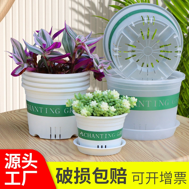 Новый корневой корешок галлона горшок прозрачный цветочный горшок зеленый луо горшок утолщение балкона цветочный горшок роза роза смола цветочный горшок