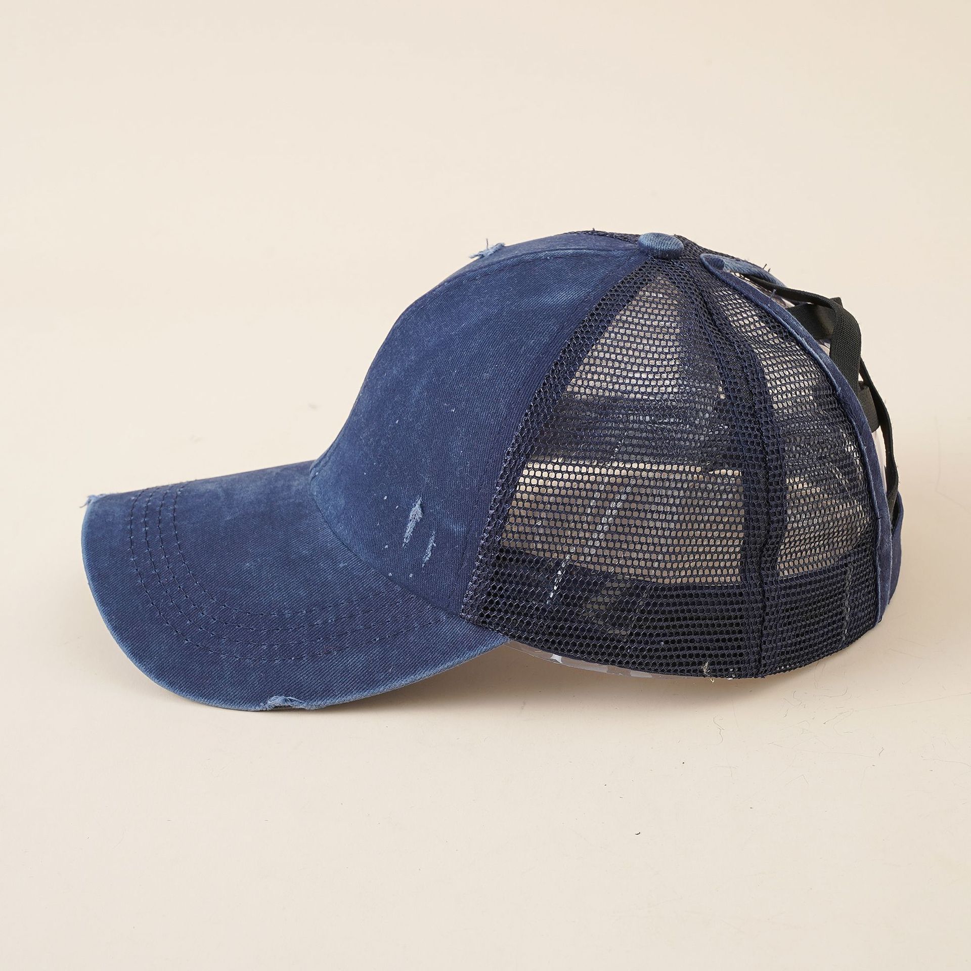 Las nuevas mujeres de cola de caballo agujero lavado de algodón gorra de béisbol verano transpirable malla al aire libre enarboló tapa cúpula
