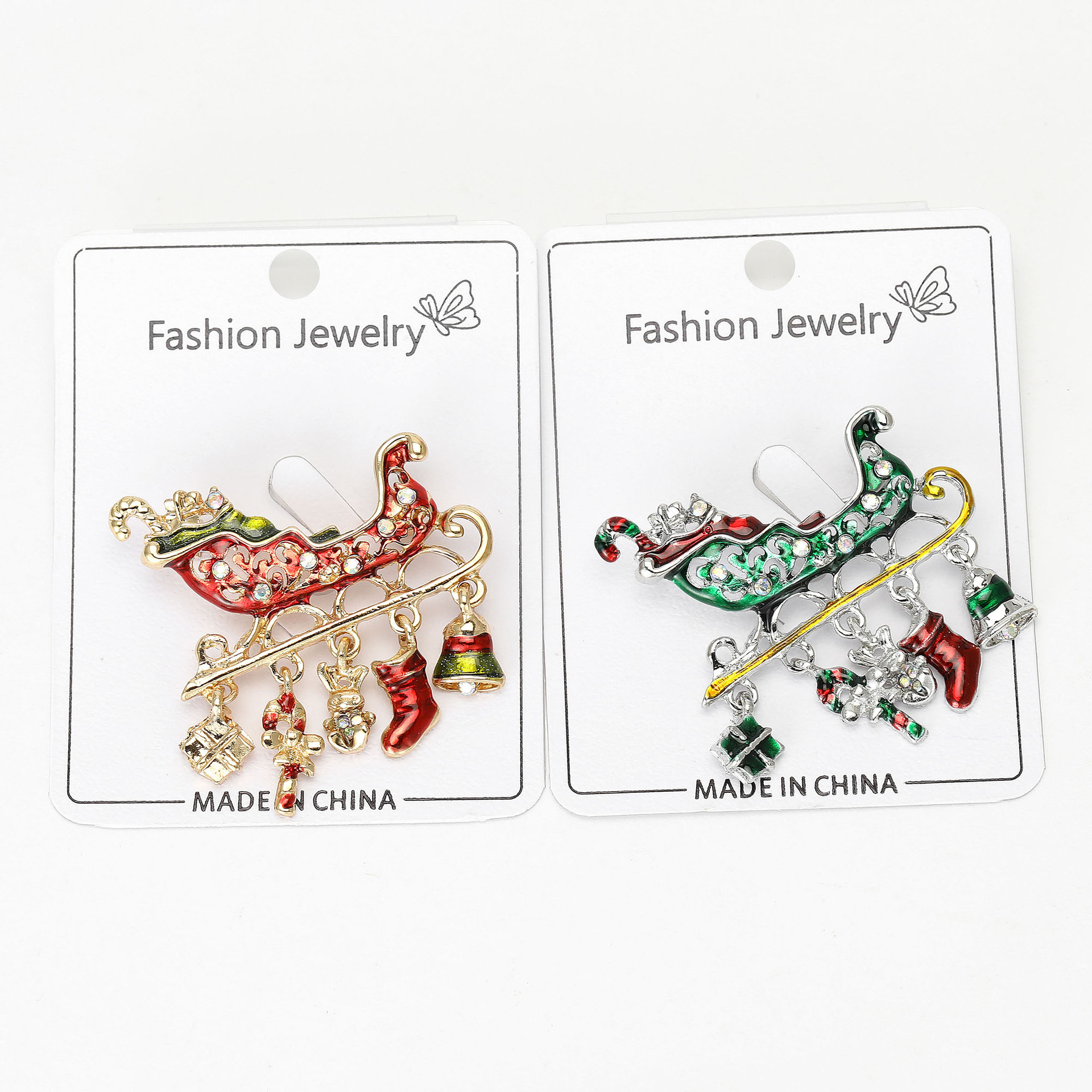 Oil-Drip Enamel Christmas Car Series Brooch, Fashionable Alloy Sleigh Car Brooch, Holiday Accessory Brooch, Versatile