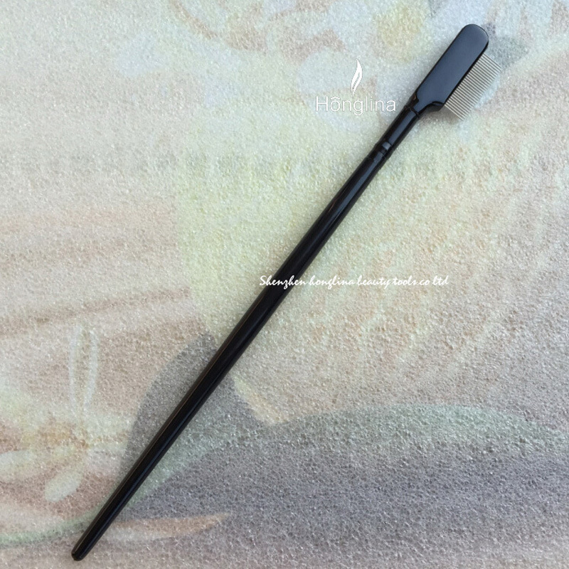 Steel Needle eyebrow comb eyelash comb long rod bright black handle dense teeth steel needle 27pin D0.5 easy to use
