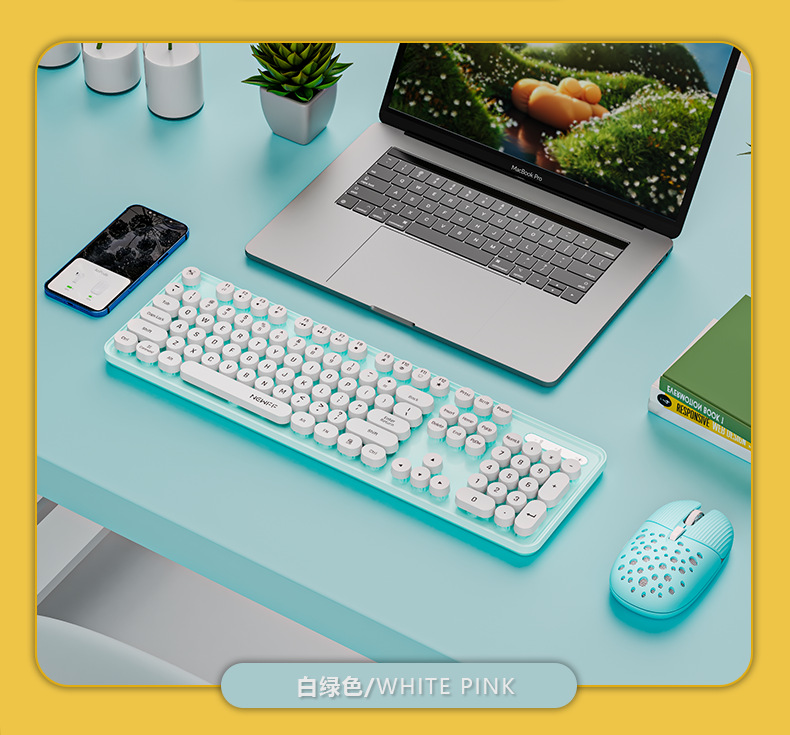 EF128 无线2.4G连接键盘鼠标套装拼色键帽商务办公台式笔记本适用详情5