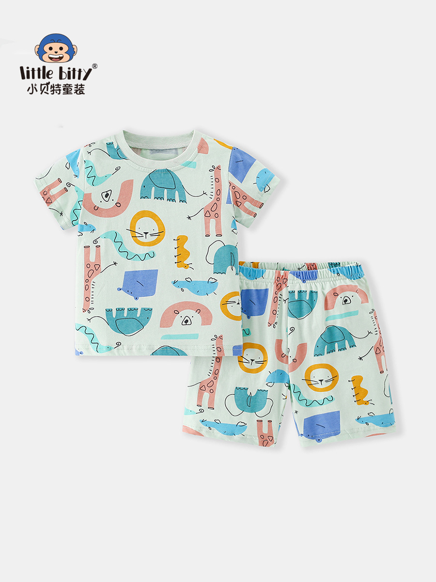 2025 Summer Children's Cartoon Short-sleeved Shorts suit Boys Casual Fashion Cute Children's suit