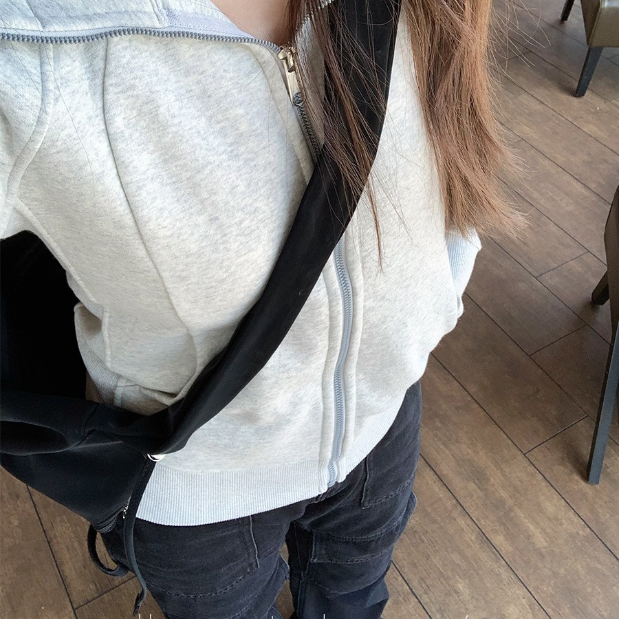 룰루 스쿠버 슬림 핏 스웨터 풀 ZIP 후드 재킷 가을과 겨울 스포츠 양털 후디 기모 캐주얼