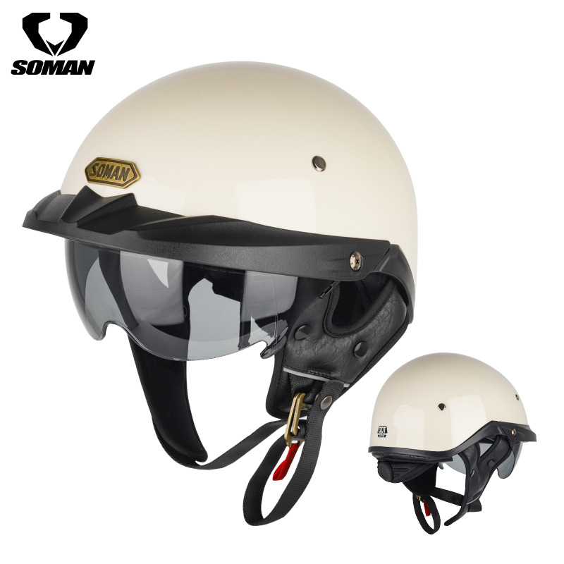Motosiklet kaskı (dəbilqə): Motuoche Helmet Carbon Fiber - h3-ivory-white-abs-m