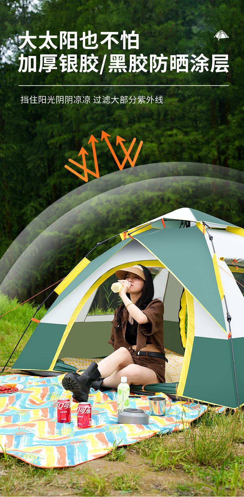 Two-door, two-window, fully automatic quick-open tent for outdoor camping and travel, foldable, portable, suitable for all seasons, cold-proof, warm, and leisurely