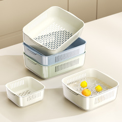 Double-layer vegetable washing basin drainage basket set of 8, kitchen living room household fruit plate washing simple plastic vegetable basket