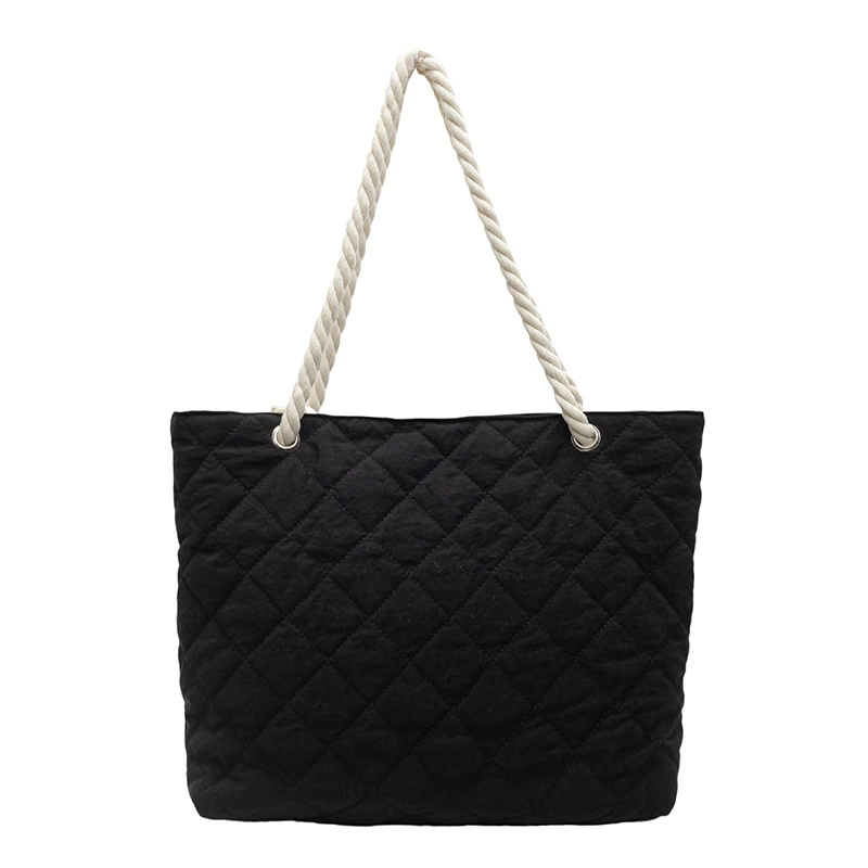 Capacious demi-season down jacket, one-shoulder bag with diamond pattern, high-quality style