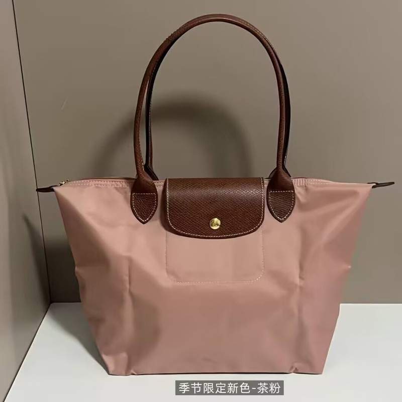 高品質 Longxiang クラシックナイロン餃子バッグ女性の大容量ポータブルショルダーバッグ軽量折りたたみトートバッグ|undefined