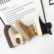 25年新款儿童雪地靴男女款橡胶底皮毛一体防水面防滑一脚蹬棉童鞋